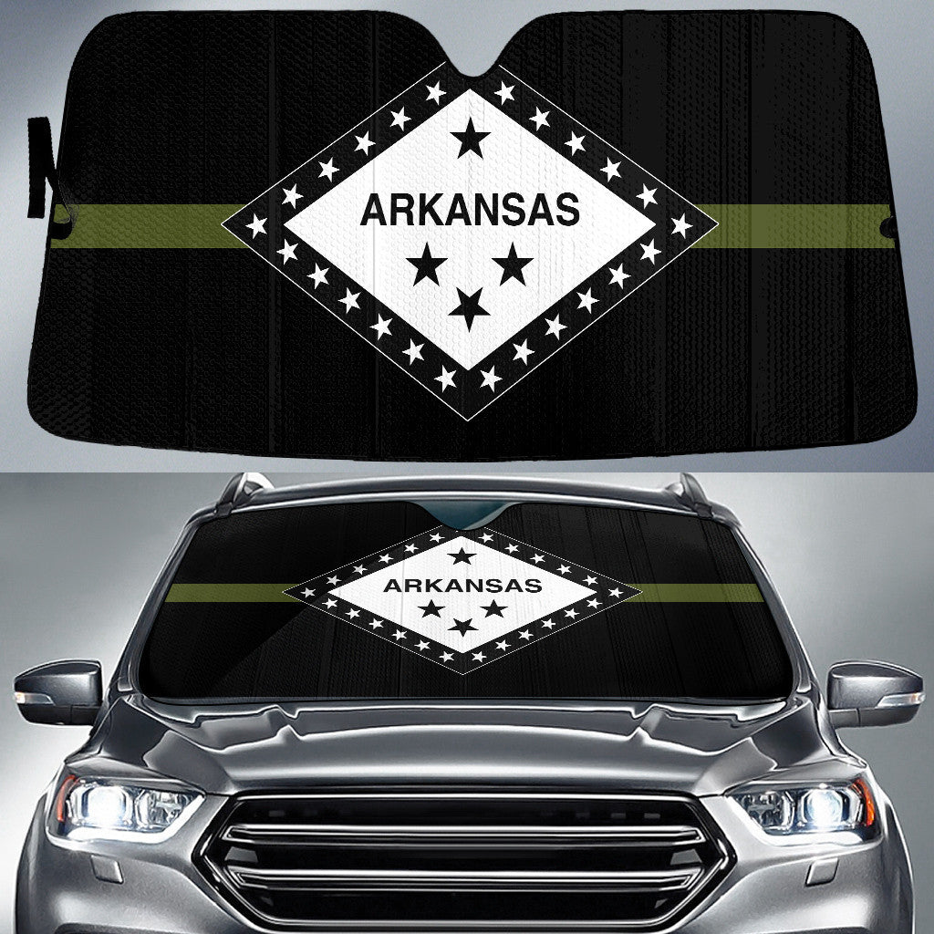Arkansas Flag Thin Green Line Printed Car Sun Shades Cover Auto Windshield Coolspod