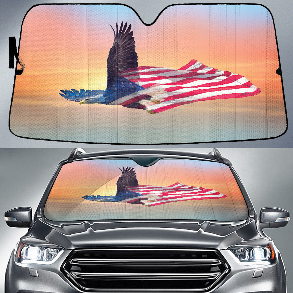 American Flag Inside Eagle Flying Printed Car Sun Shade Cover Auto Windshield Coolspod