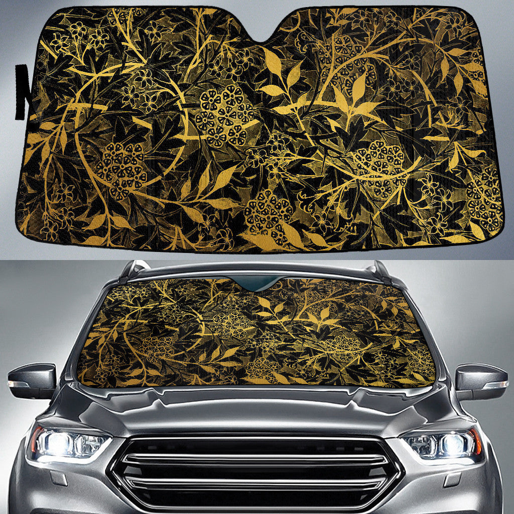 Vintage Gold Floral Background Printed Car Sun Shades Cover Auto Windshield Coolspod