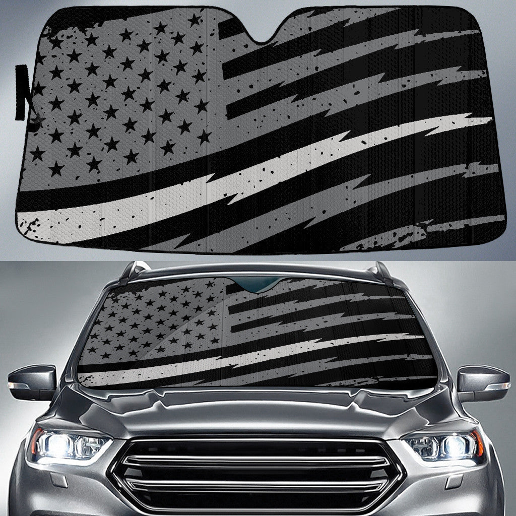 Thin Grey Line American Grey Flag Printed Car Sun Shades Cover Auto Windshield Coolspod