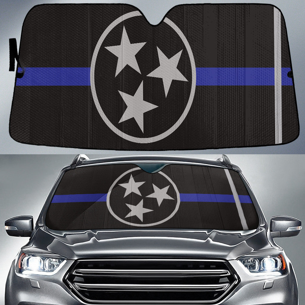 Tennessee State Subdued Flag Black And Blue Printed Car Sun Shades Cover Auto Windshield Coolspod