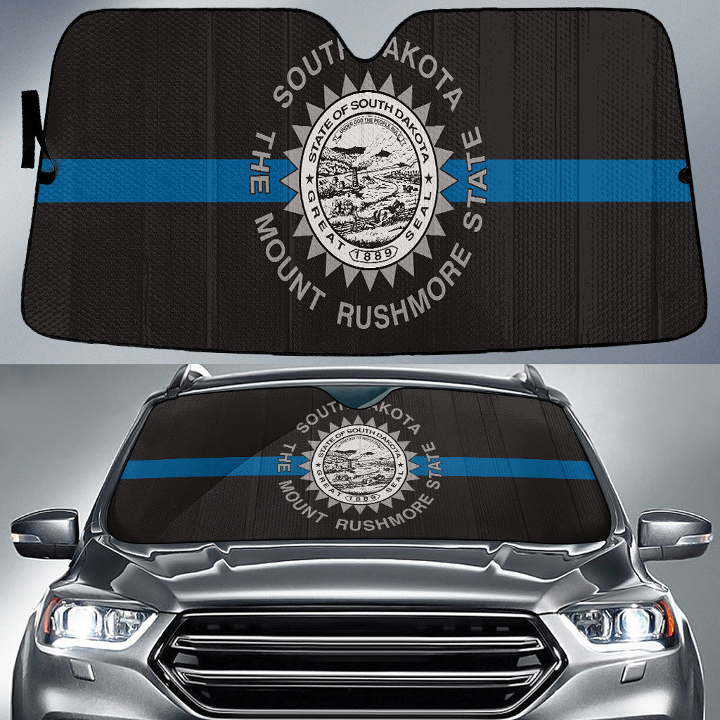 South Dakota State Subdued Flag Thin Baby Blue Line Printed Car Sun Shades Cover Auto Windshield Coolspod