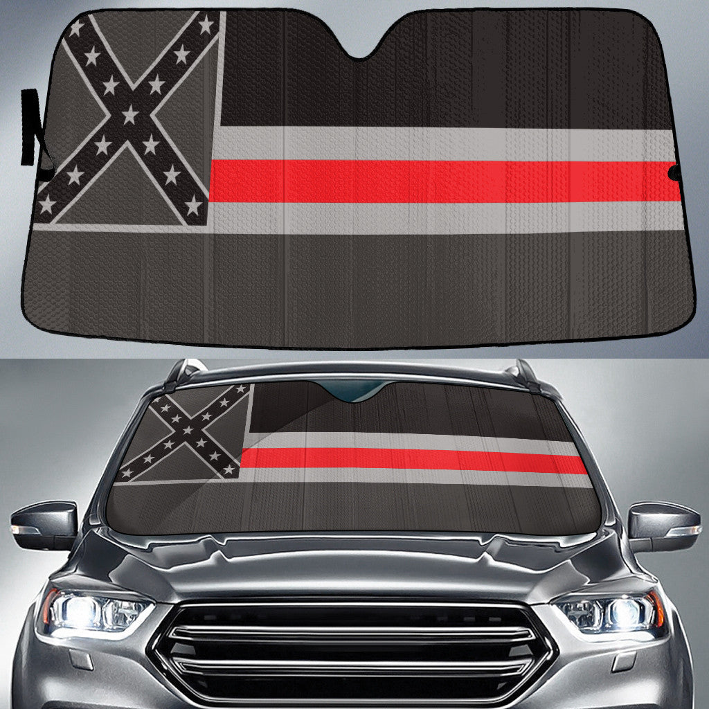 Mississippi Flag Thin Red Line Printed Car Sun Shades Cover Auto Windshield Coolspod