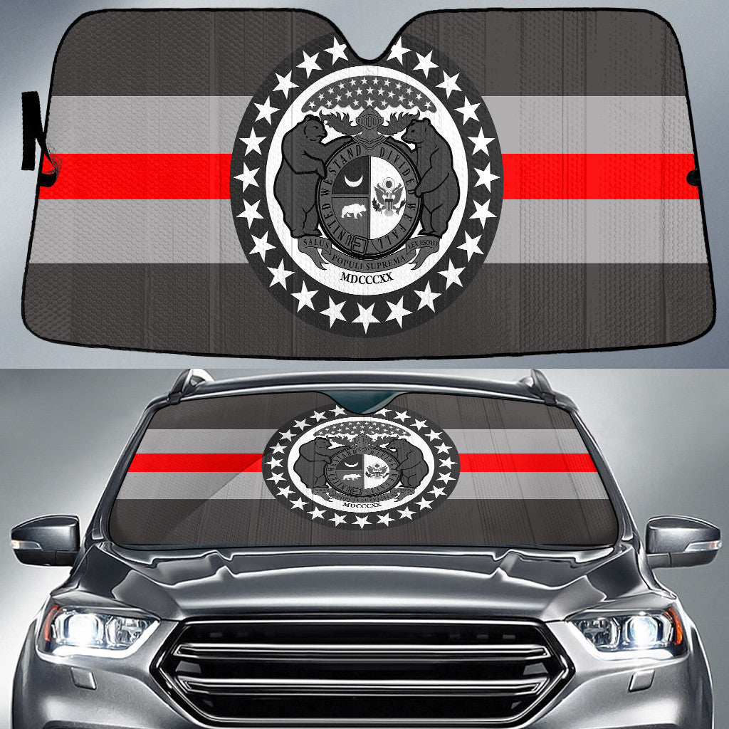 Missouri State Subdued Flag White And Red Printed Car Sun Shades Cover Auto Windshield Coolspod