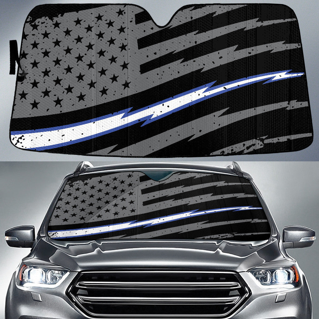 Thin Grey Line American Blue White Flag Printed Car Sun Shades Cover Auto Windshield Coolspod