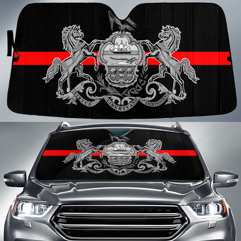 Pennsylvania State Subdued Flag Thin Red Line Printed Car Sun Shades Cover Auto Windshield Coolspod