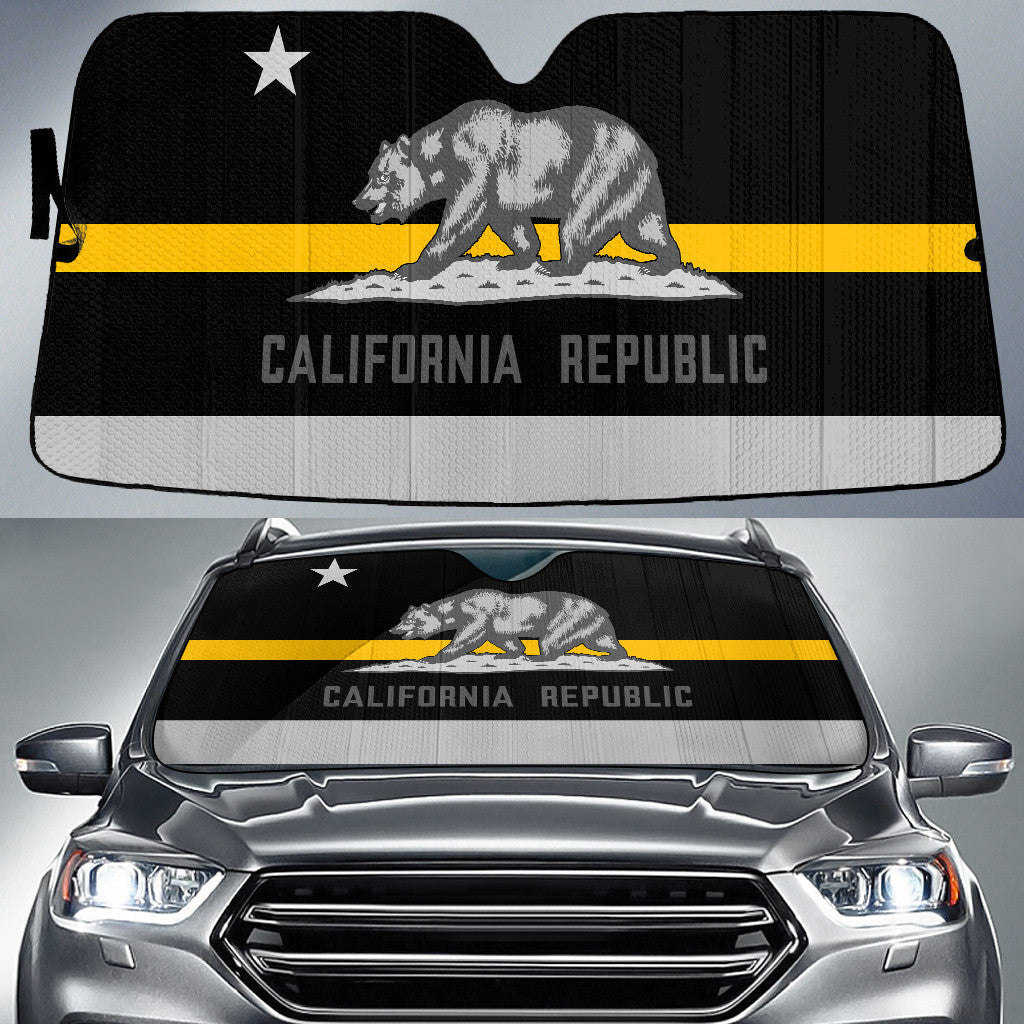 California Republic Flag Thin Yellow Line Printed Car Sun Shades Cover Auto Windshield Coolspod