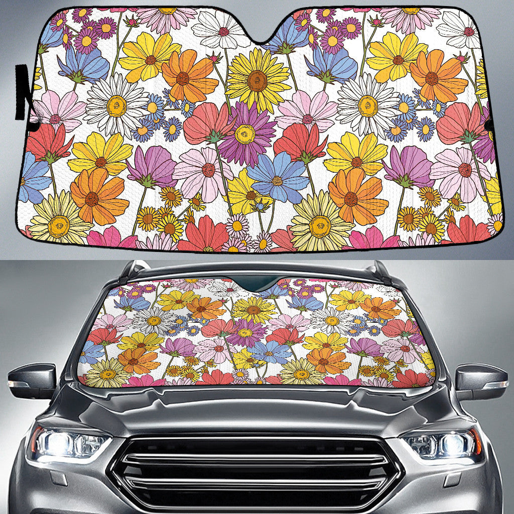 Engraving Hand Drawn Pressed Flowers Pattern Printed Car Sun Shades Cover Auto Windshield Coolspod