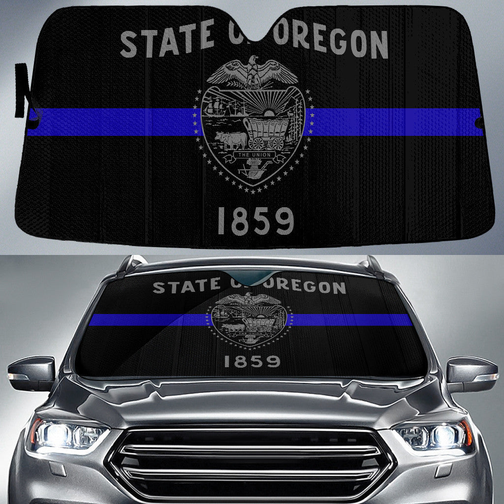 State Of Oregon Flag Thin Blue Line Printed Car Sun Shades Cover Auto Windshield Coolspod