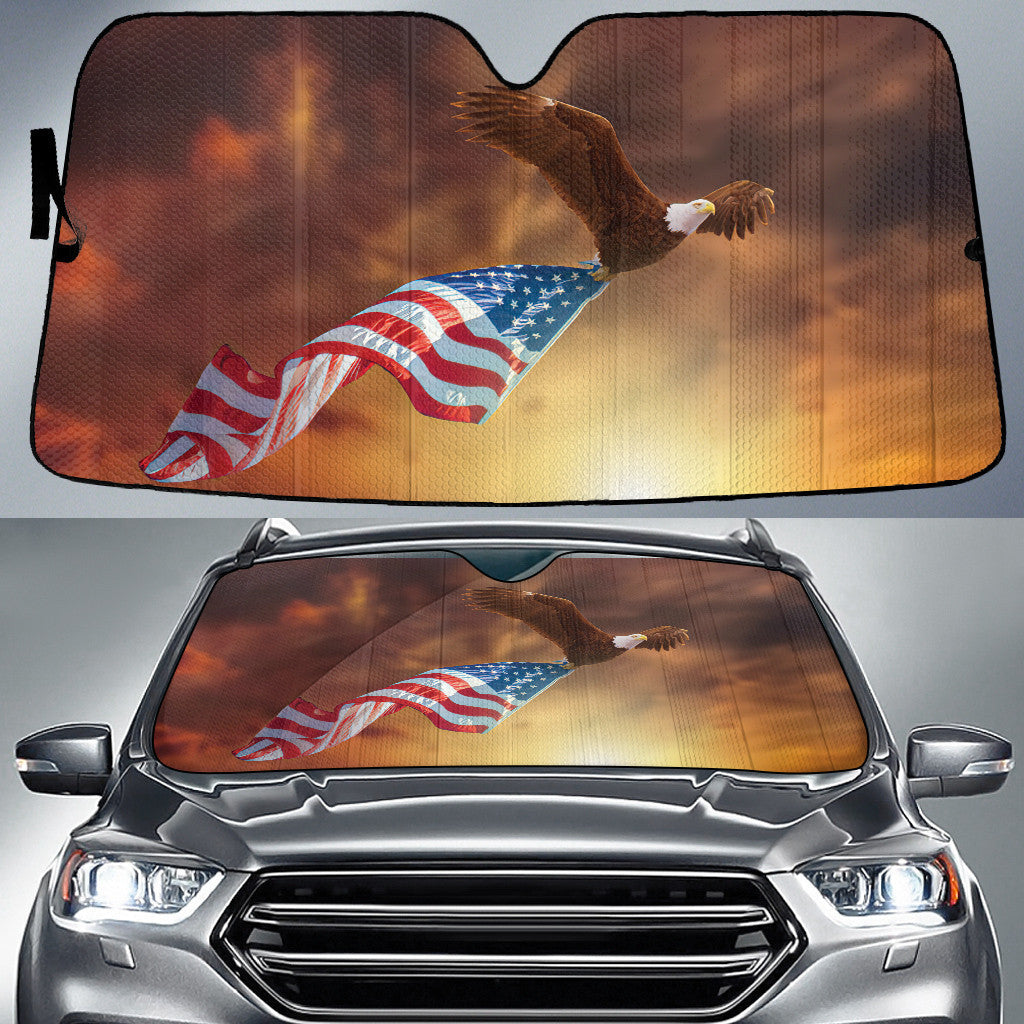 Eagle Flying American Flag Printed Car Sun Shade Cover Auto Windshield Coolspod