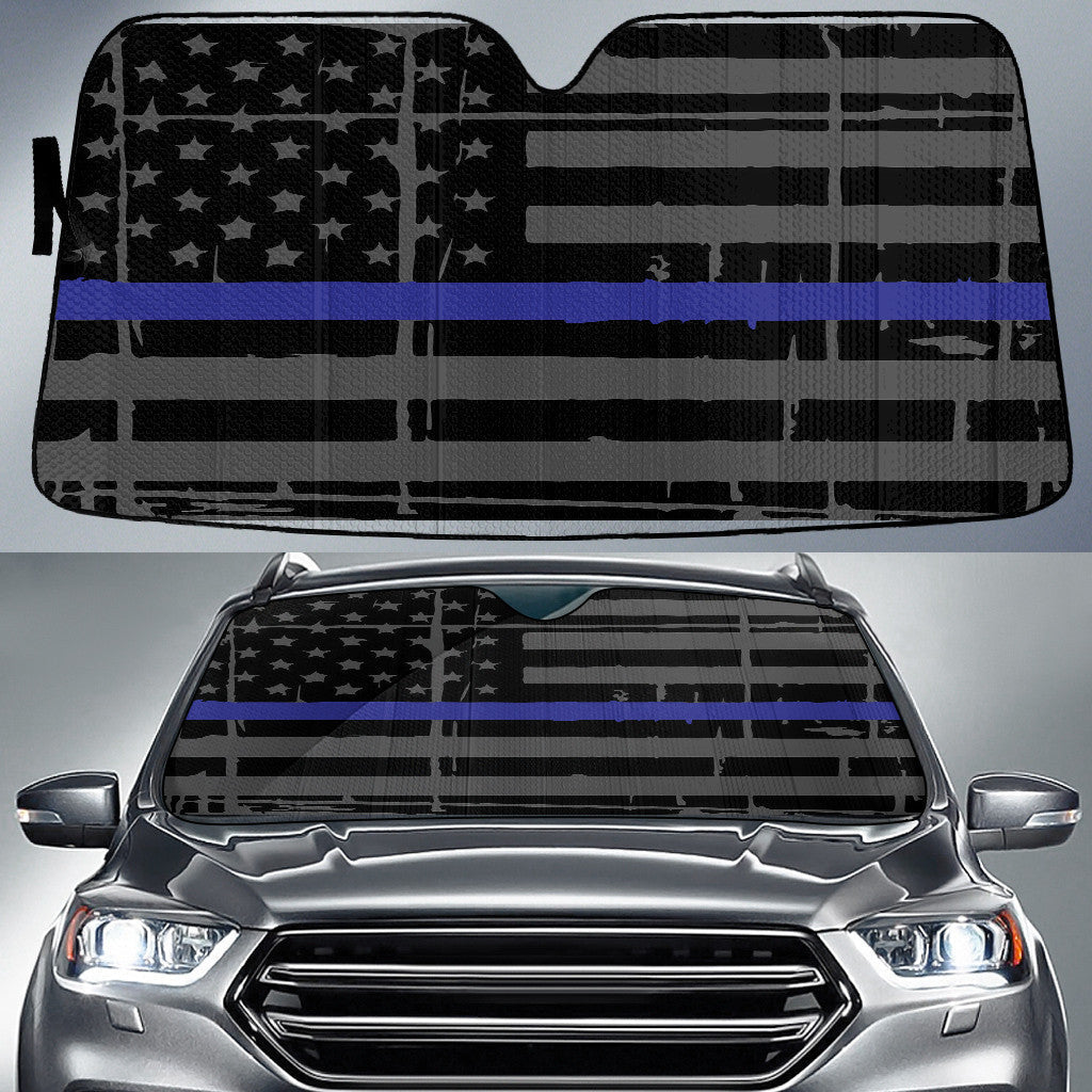 Thin Blue American Flag Printed Car Sun Shade Cover Auto Windshield Coolspod