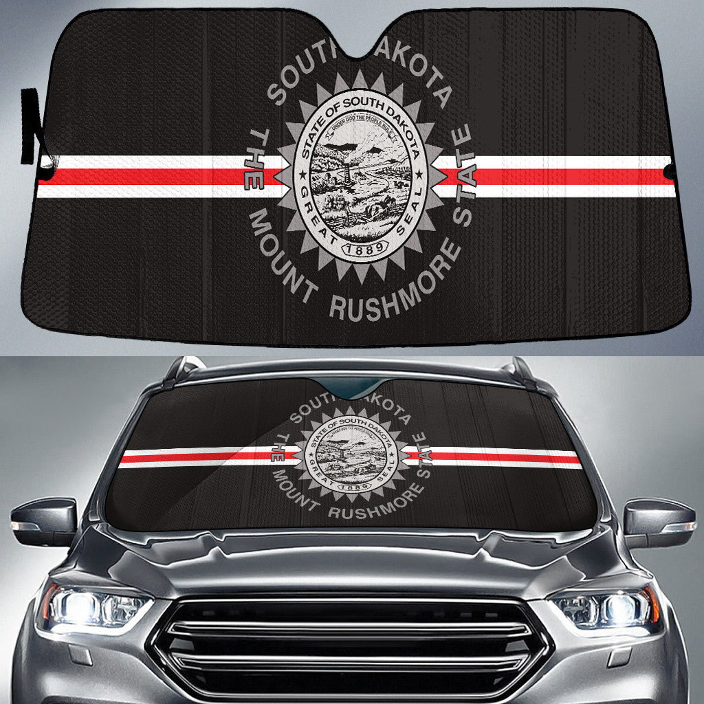 South Dakota State Subdued Flag Thin Red Fire Line Printed Car Sun Shades Cover Auto Windshield Coolspod