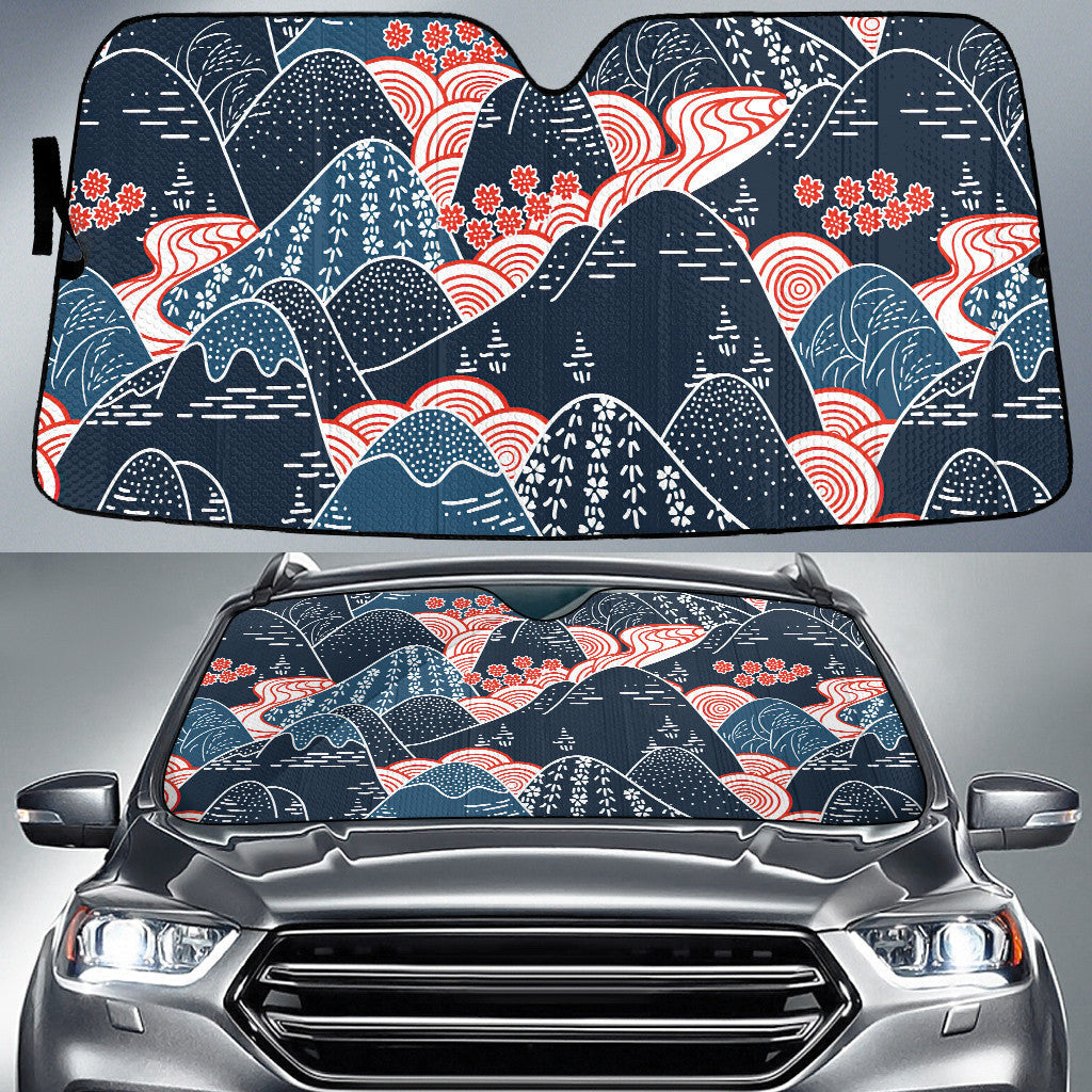 Oriental Mountain Kimono Fabric Pattern Printed Car Sun Shades Cover Auto Windshield Coolspod