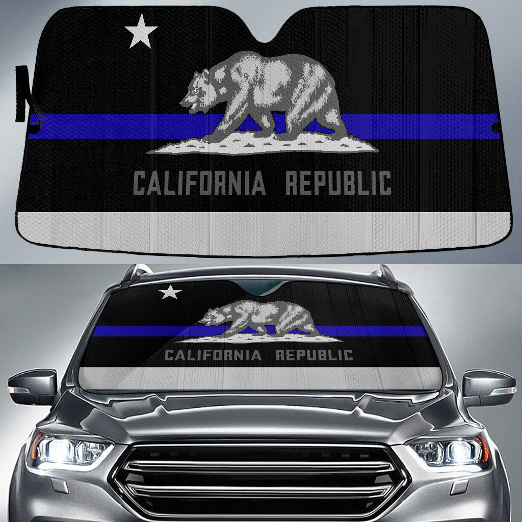California Republic Flag Thin Blue Line Printed Car Sun Shades Cover Auto Windshield Coolspod