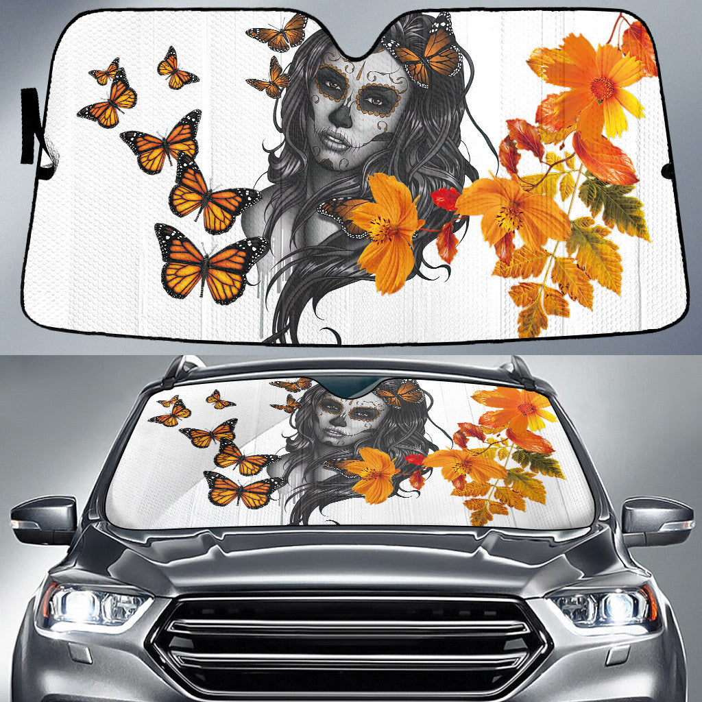 Dia Los Muertos Girl Face Printed Car Sun Shades Cover Auto Windshield Coolspod