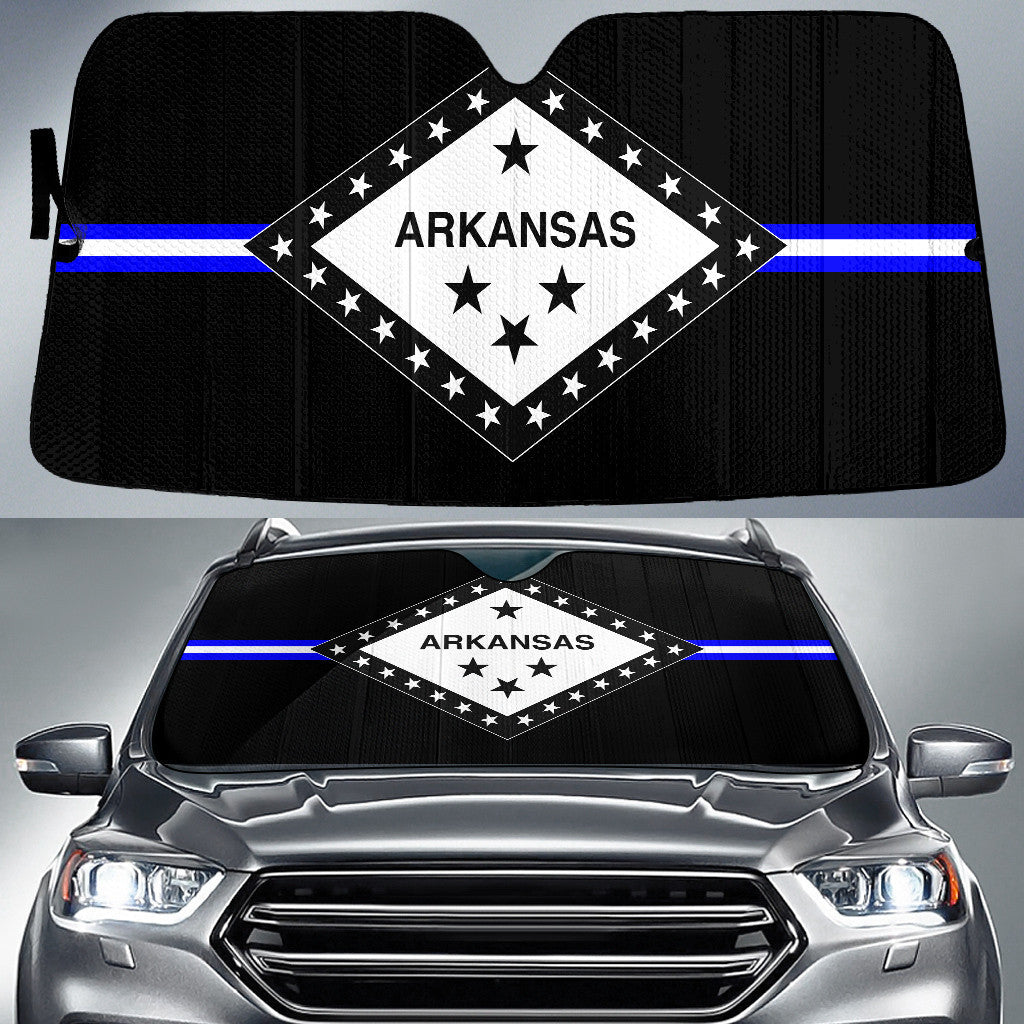 Arkansas Flag Thin Blue Fire Line Printed Car Sun Shades Cover Auto Windshield Coolspod