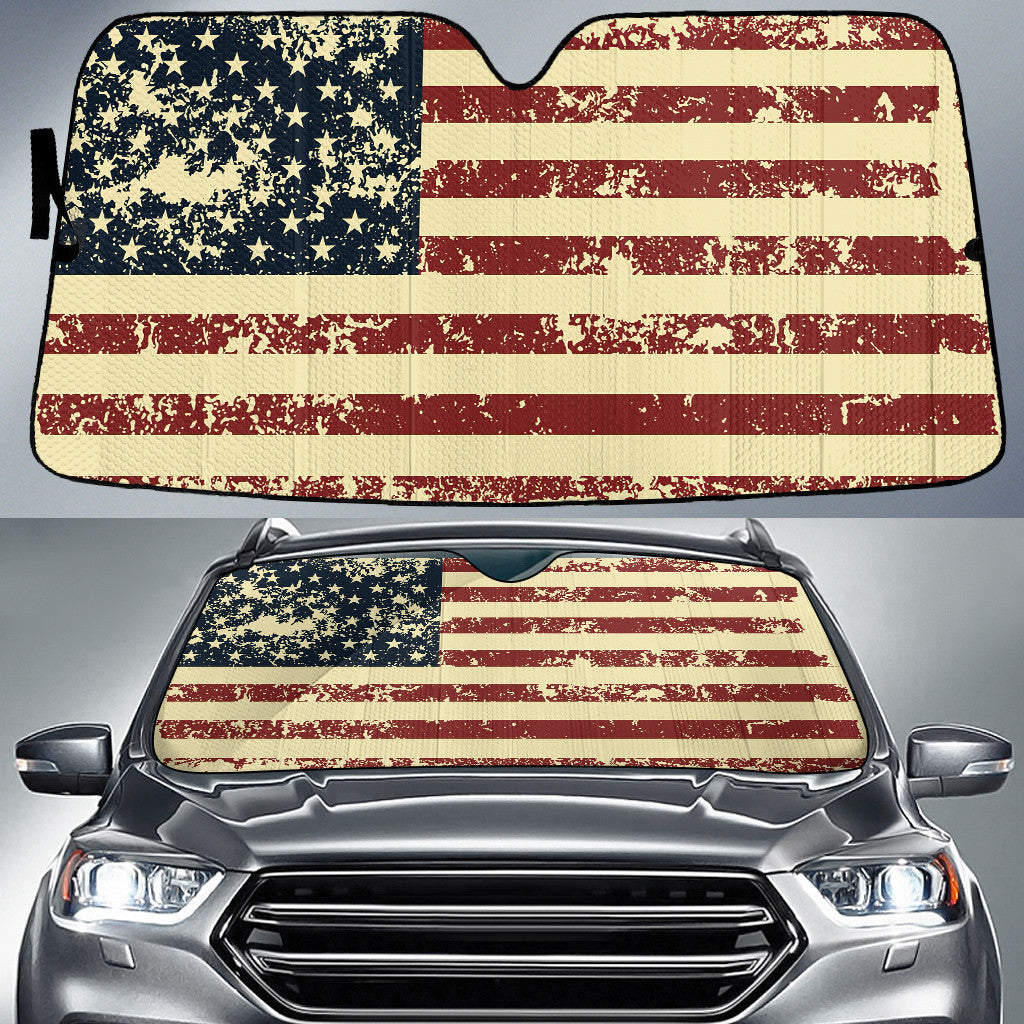 Old Scratched Vintage American Flag Royalty Printed Car Sun Shade Cover Auto Windshield Coolspod
