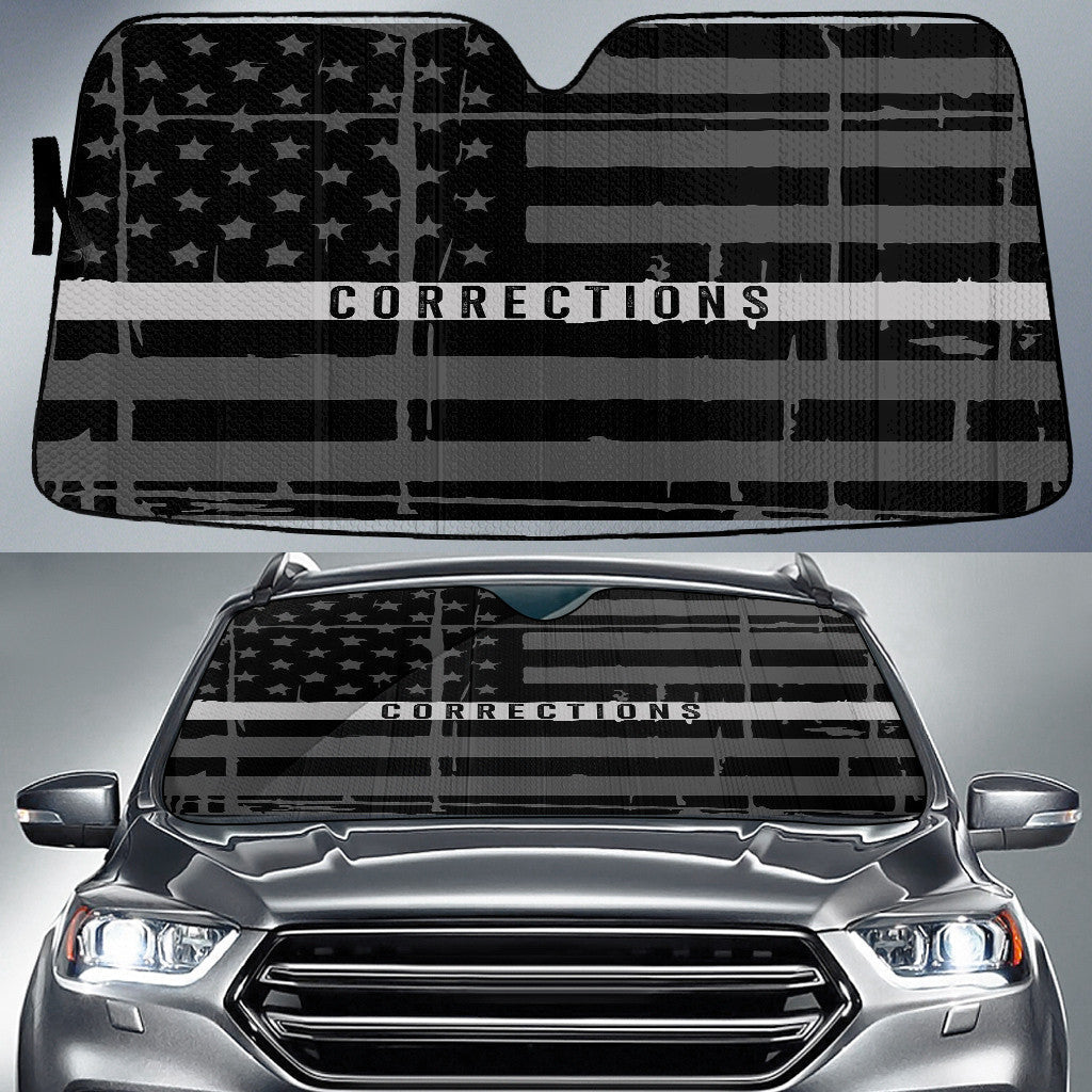 Corrections Thin Grey Line American Flag Printed Car Sun Shade Cover Auto Windshield Coolspod