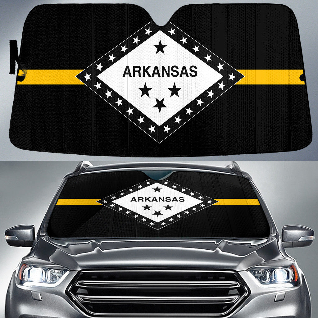 Arkansas Flag Thin Yellow Line Printed Car Sun Shades Cover Auto Windshield Coolspod