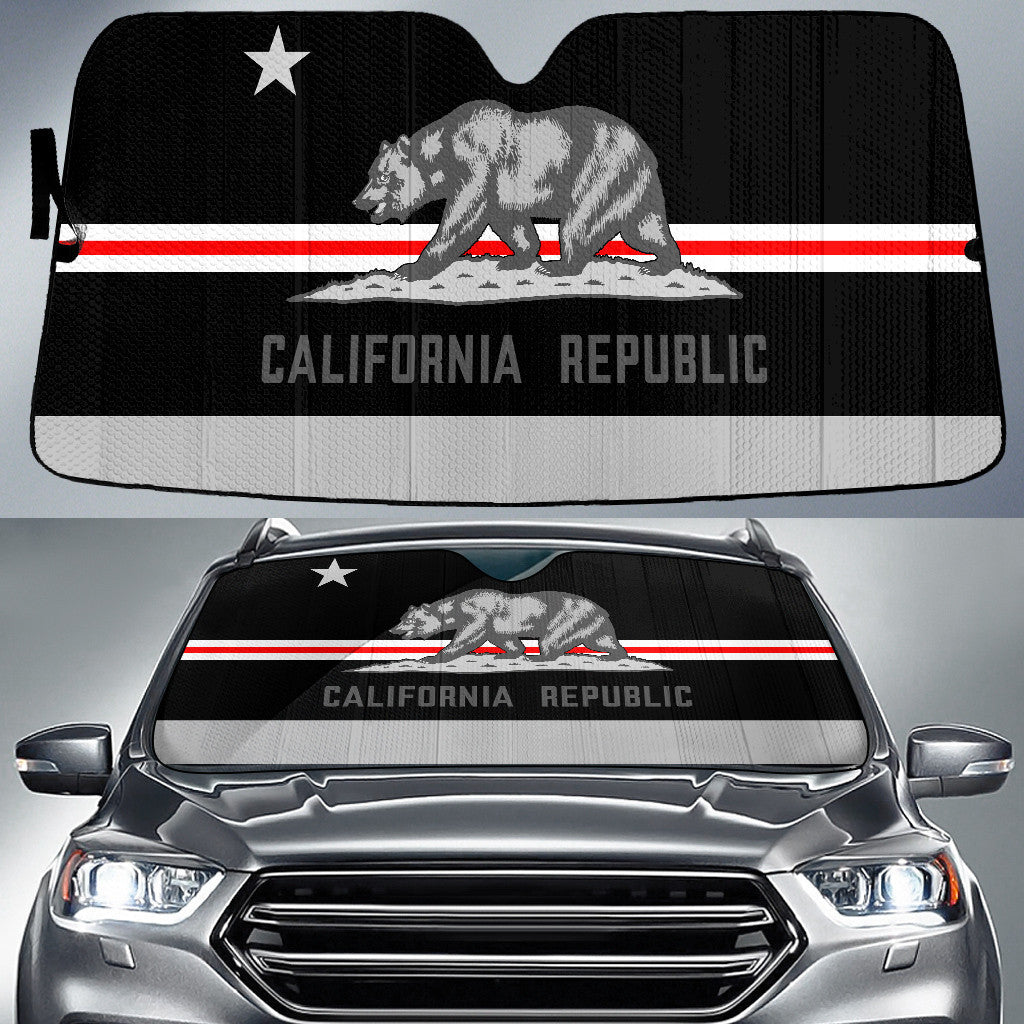 California Republic Flag Thin Red Fire Line Printed Car Sun Shades Cover Auto Windshield Coolspod