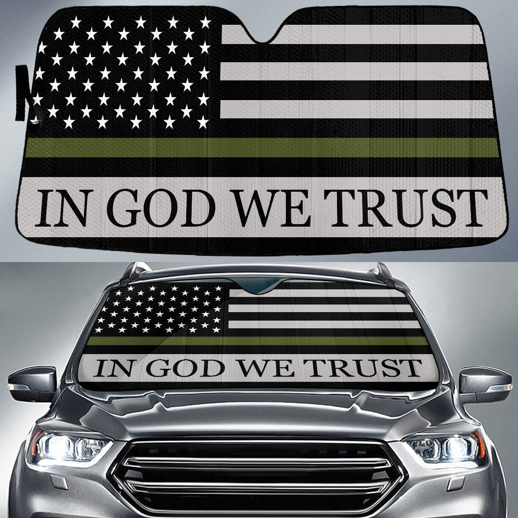 In God We Trust Thin Green Line Printed Car Sun Shades Cover Auto Windshield Coolspod