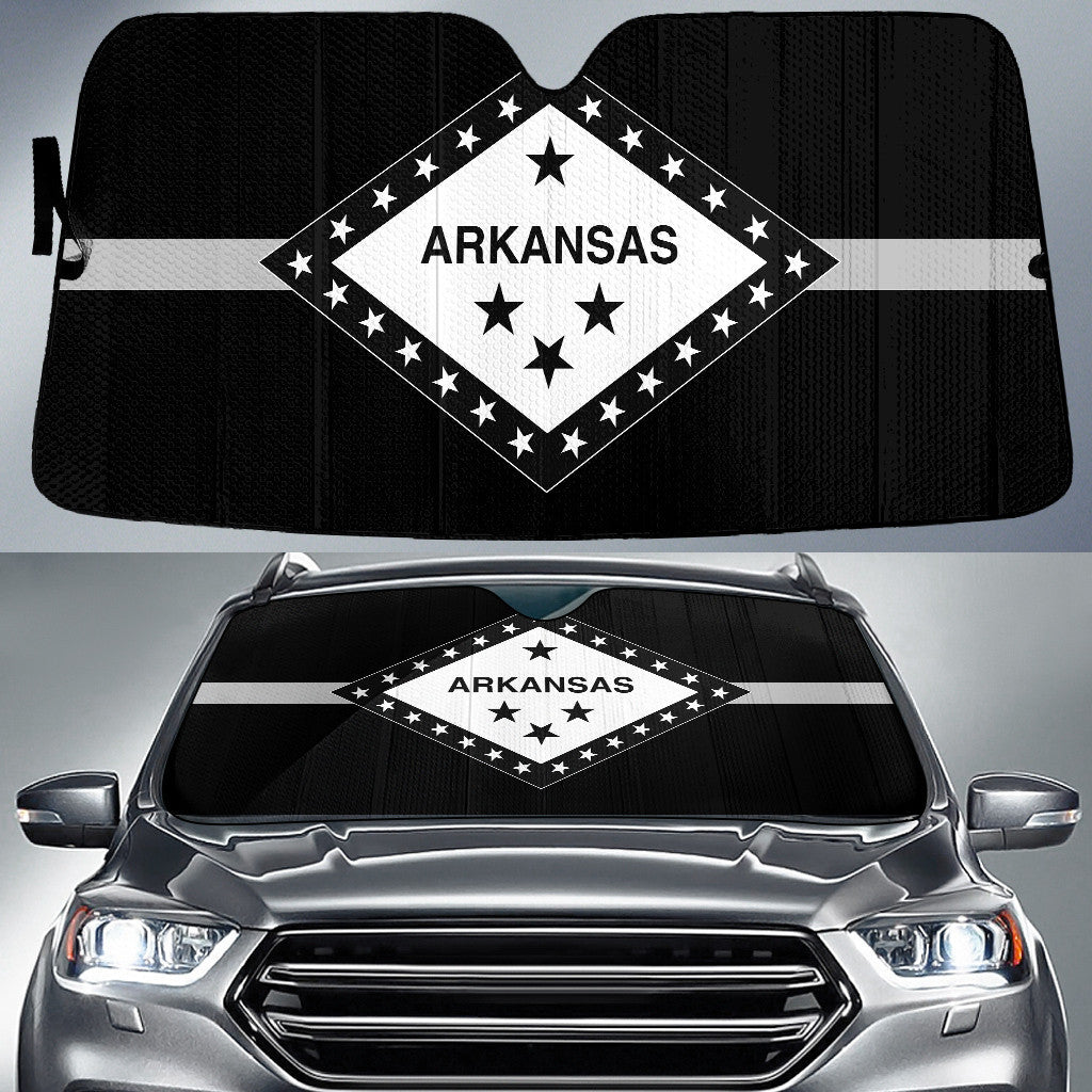 Arkansas Flag Thin Grey Line Printed Car Sun Shades Cover Auto Windshield Coolspod
