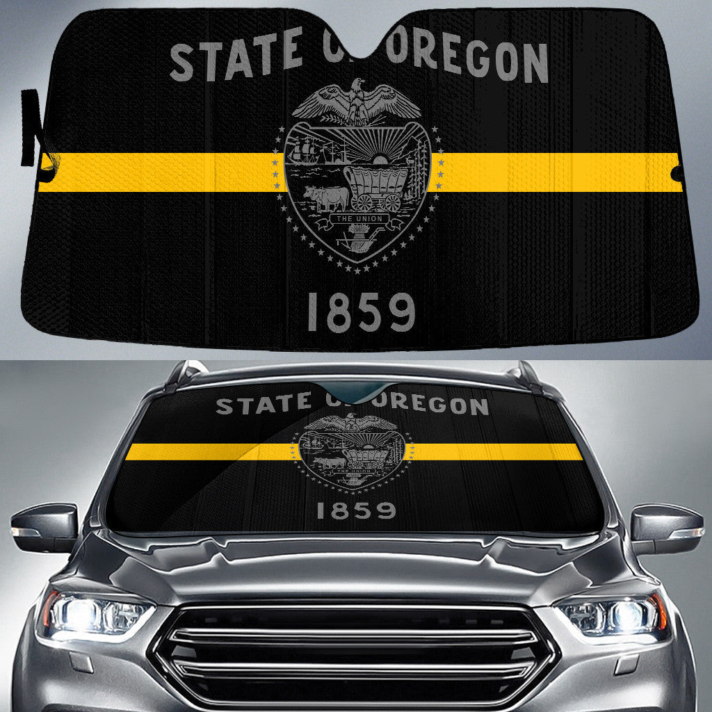 State Of Oregon Flag Thin Yellow Line Printed Car Sun Shades Cover Auto Windshield Coolspod
