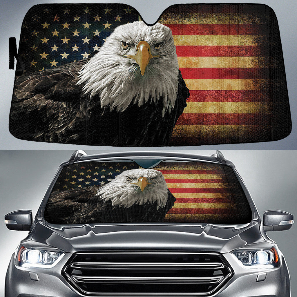 Freedom Patriotic Bald Eagle American Flag Printed Car Sun Shade Cover Auto Windshield Coolspod