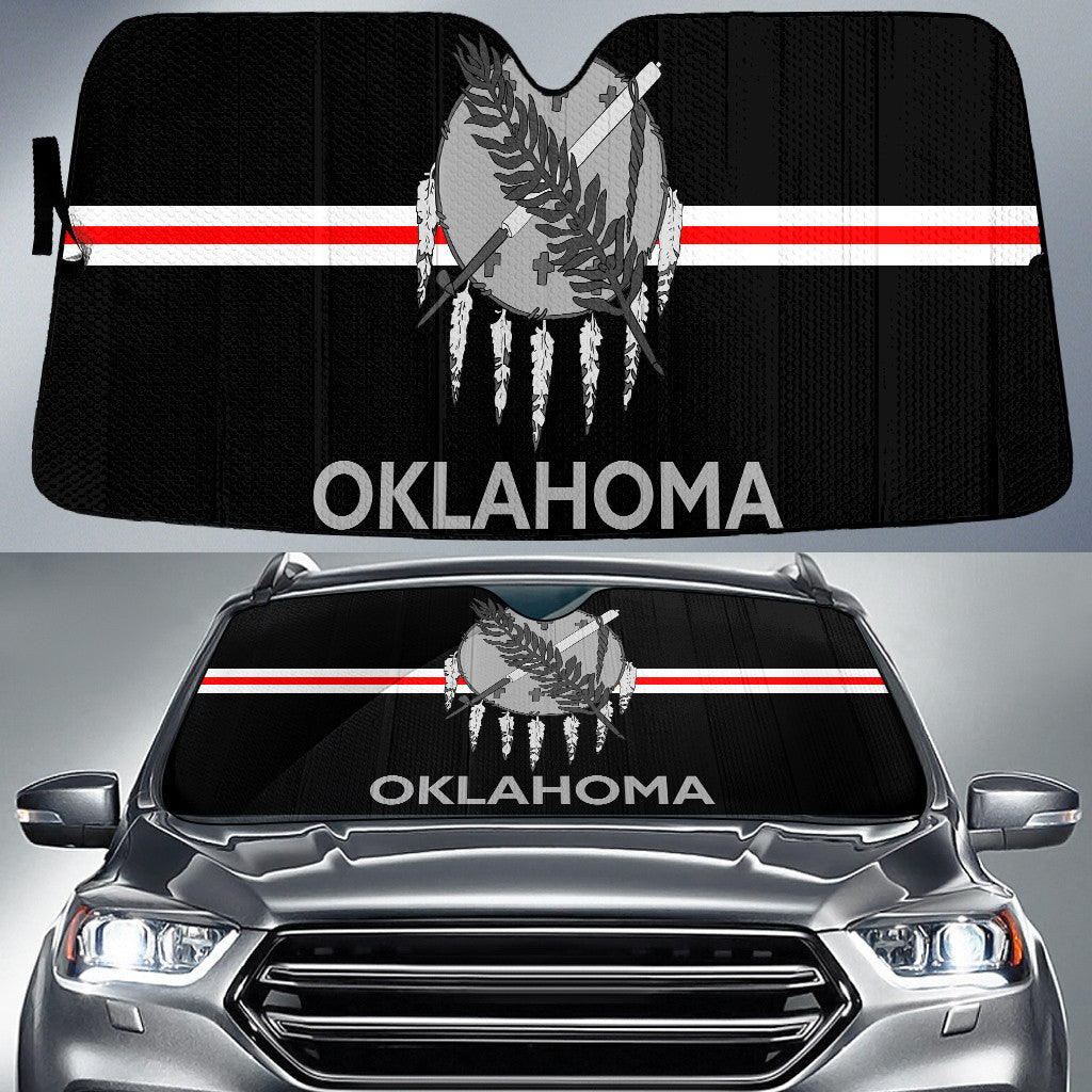 Oklahoma State Flag Thin Red Fire Line Printed Car Sun Shades Cover Auto Windshield Coolspod