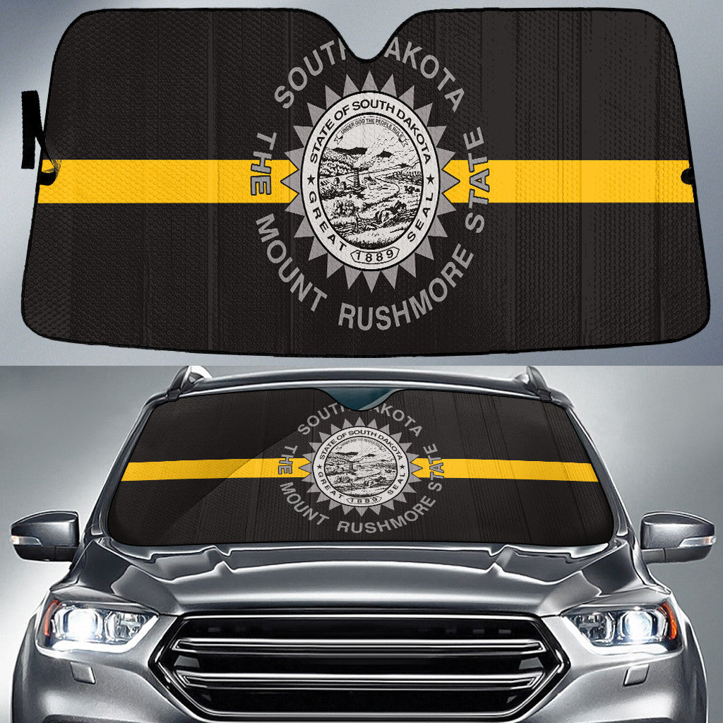 South Dakota State Subdued Flag Thin Yellow Line Printed Car Sun Shades Cover Auto Windshield Coolspod