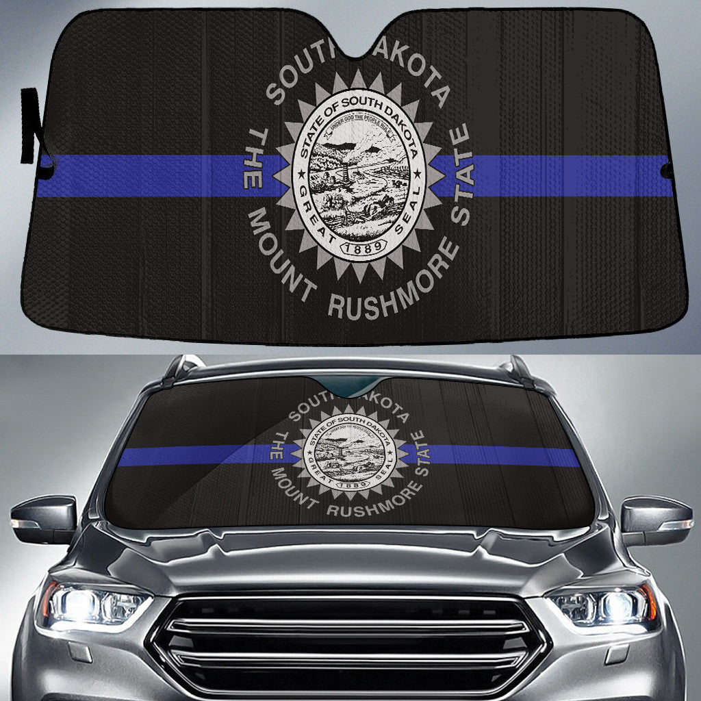 South Dakota State Subdued Flag Thin Blue Line Printed Car Sun Shades Cover Auto Windshield Coolspod