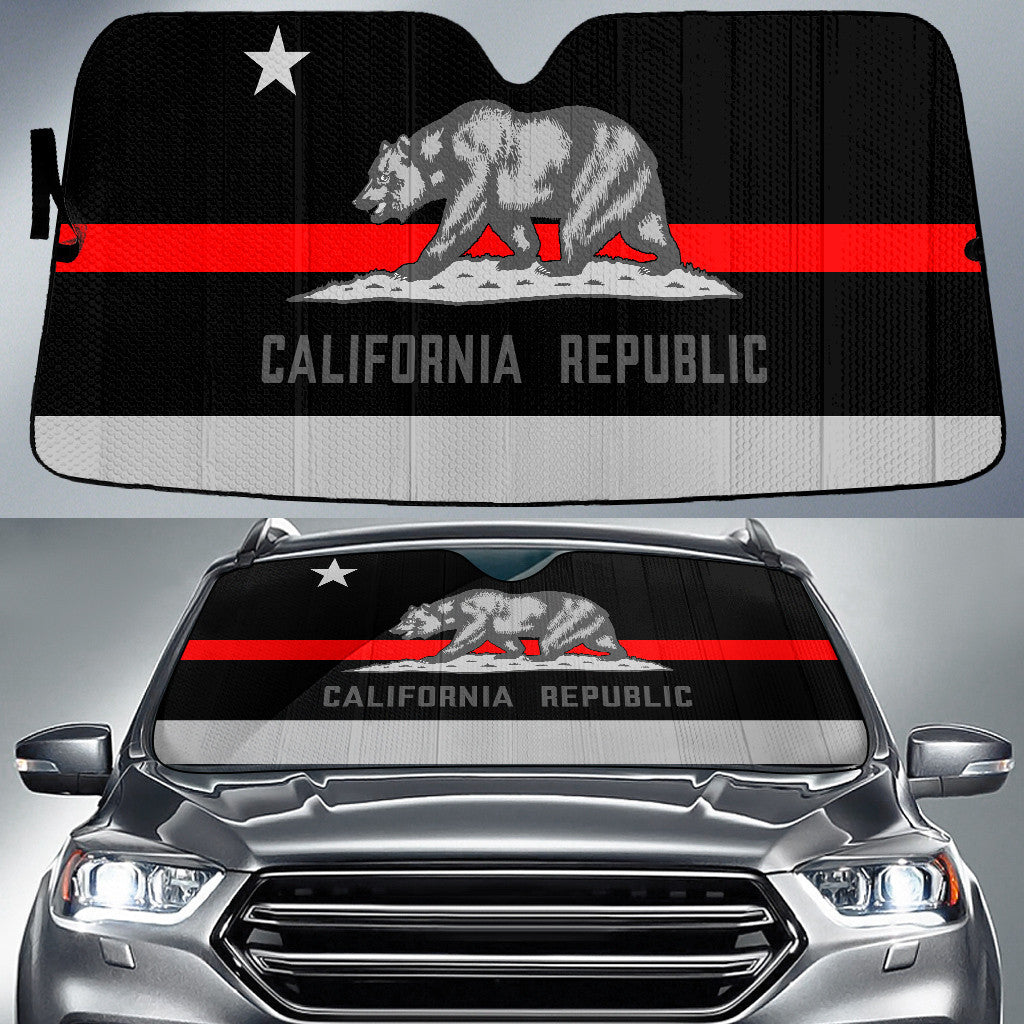 California Republic Flag Thin Red Line Printed Car Sun Shades Cover Auto Windshield Coolspod