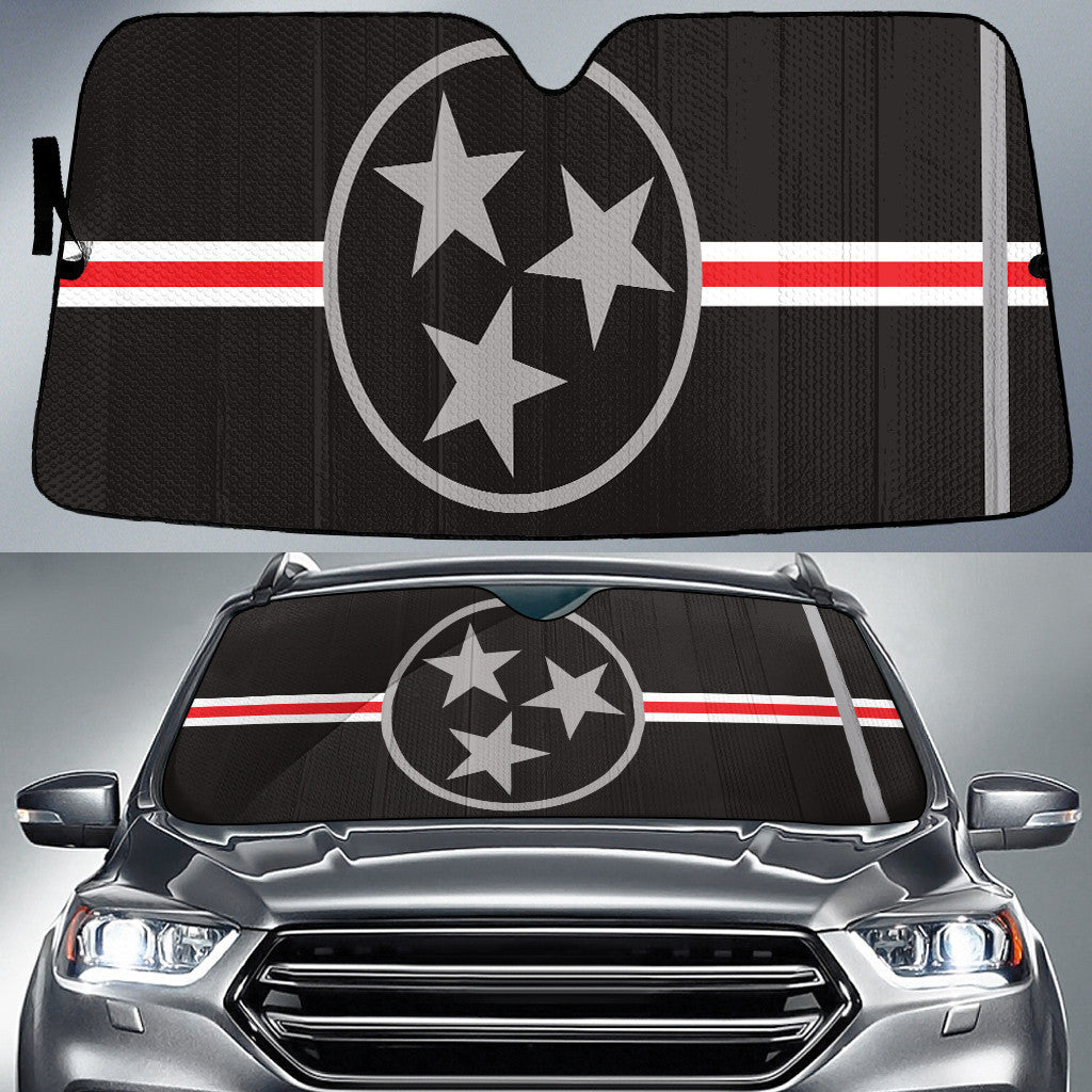 Tennessee State Subdued Flag Black And Red Fire Printed Car Sun Shades Cover Auto Windshield Coolspod