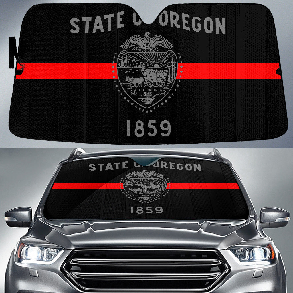 State Of Oregon Flag Thin Red Line Printed Car Sun Shades Cover Auto Windshield Coolspod