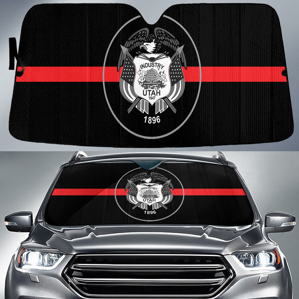 Utah Flag Thin Red Line Printed Car Sun Shades Cover Auto Windshield Coolspod