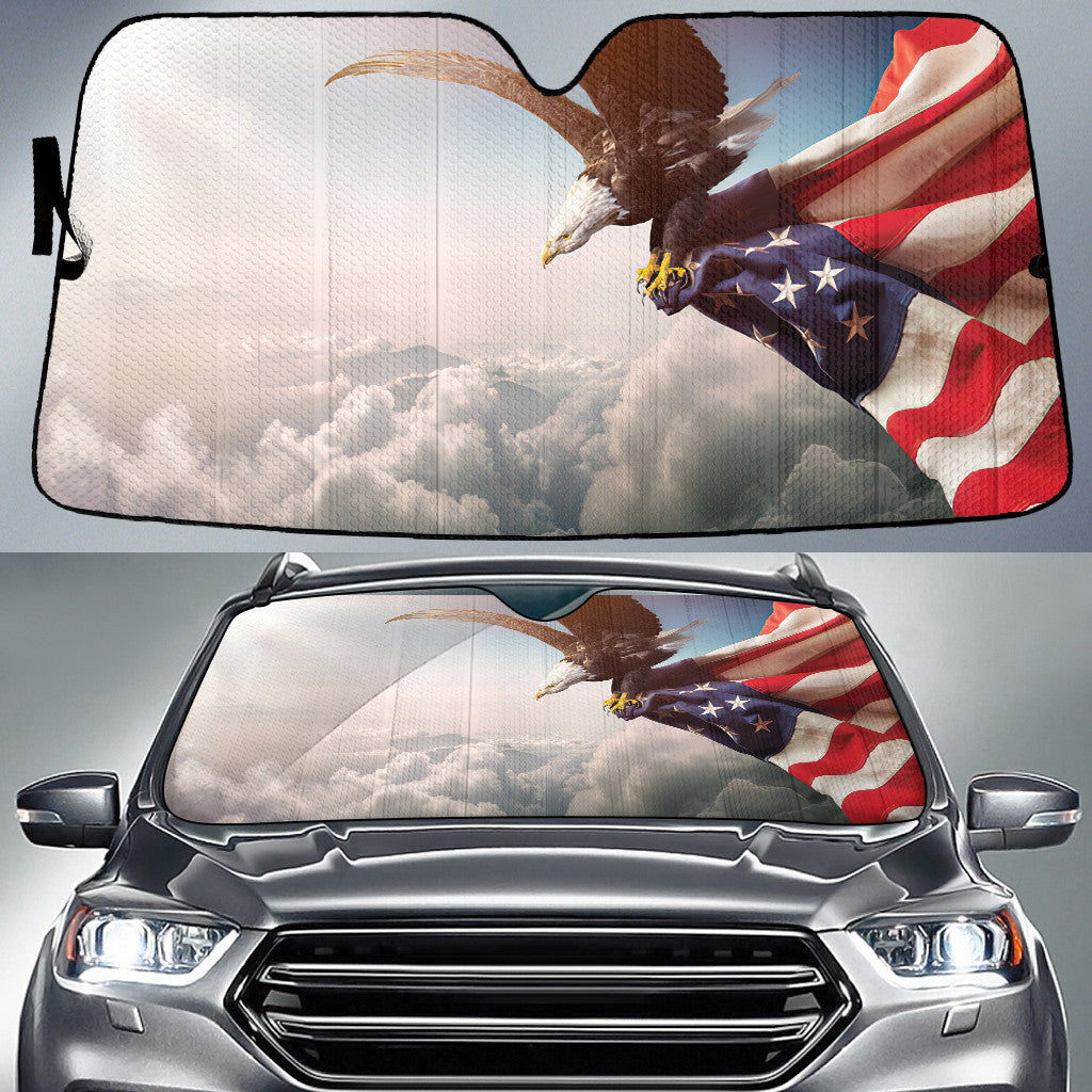 Eagle American Flag Flies Freedom Printed Car Sun Shade Cover Auto Windshield Coolspod