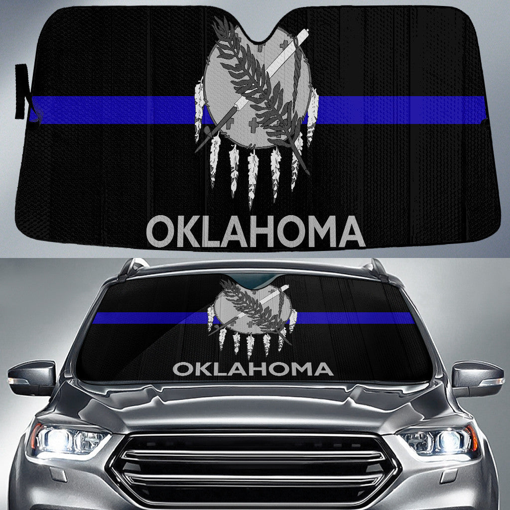 Oklahoma State Flag Thin Blue Line Printed Car Sun Shades Cover Auto Windshield Coolspod