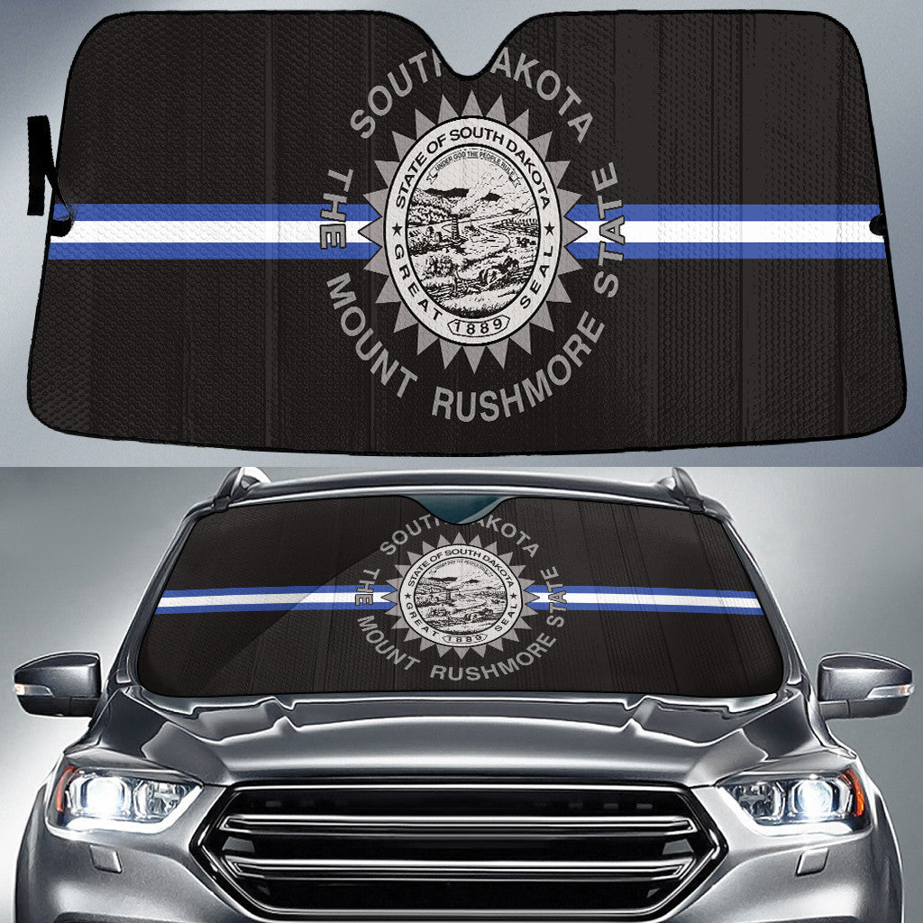 South Dakota State Subdued Flag Thin Blue Fire Line Printed Car Sun Shades Cover Auto Windshield Coolspod