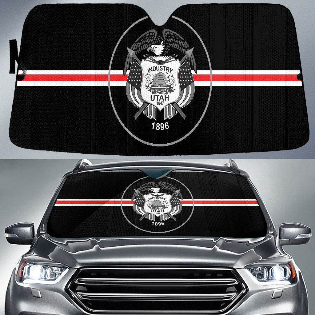 Utah Flag Thin Red Fire Line Printed Car Sun Shades Cover Auto Windshield Coolspod