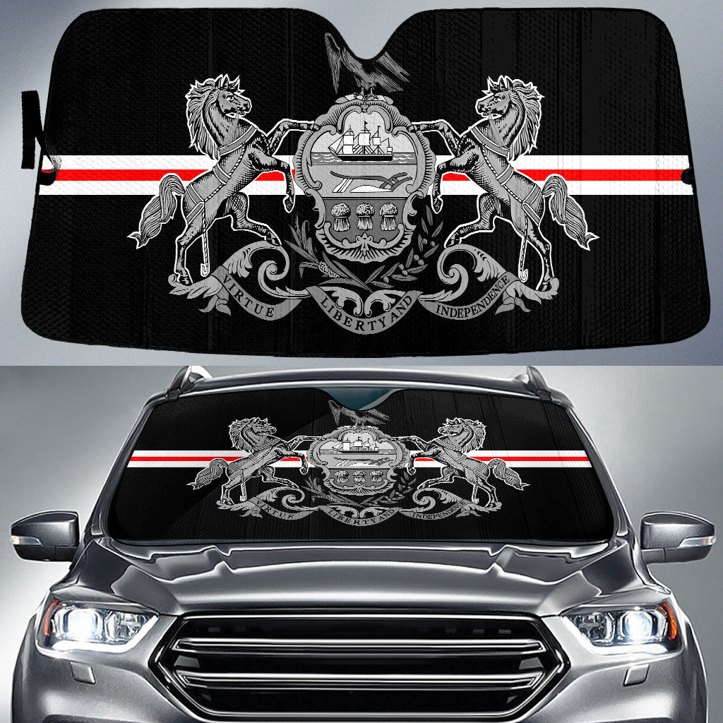 Pennsylvania State Subdued Flag Thin Red Fire Line Printed Car Sun Shades Cover Auto Windshield Coolspod