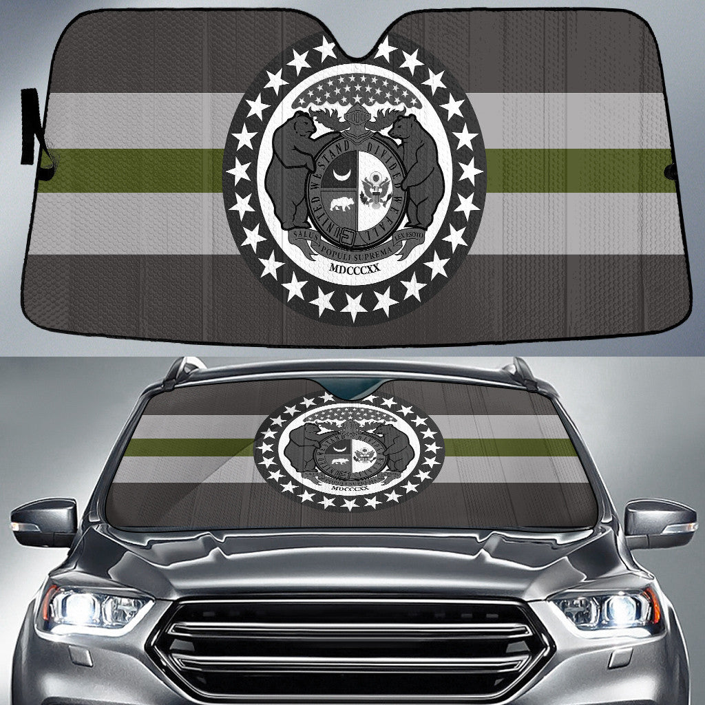 Missouri State Subdued Flag White And Green Printed Car Sun Shades Cover Auto Windshield Coolspod