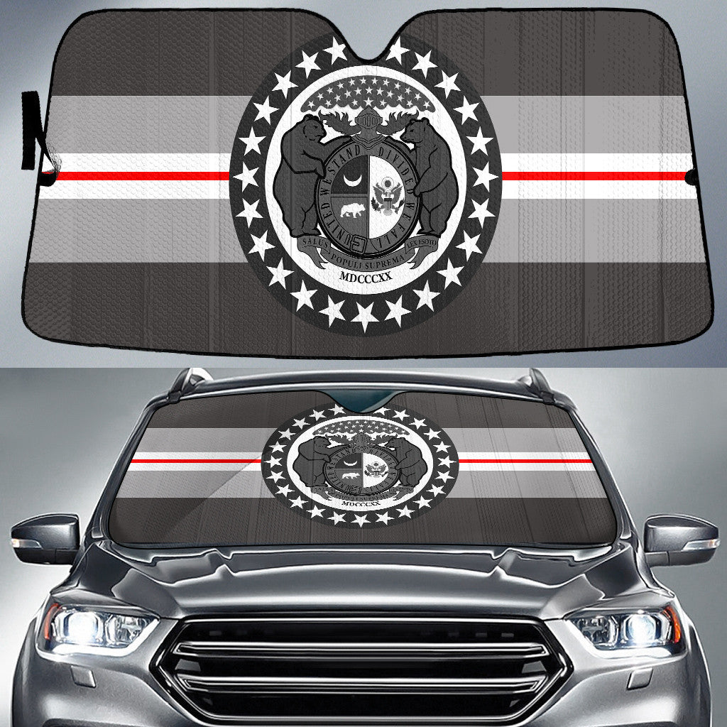 Missouri State Subdued Flag White And Red Fire Printed Car Sun Shades Cover Auto Windshie Coolspod
