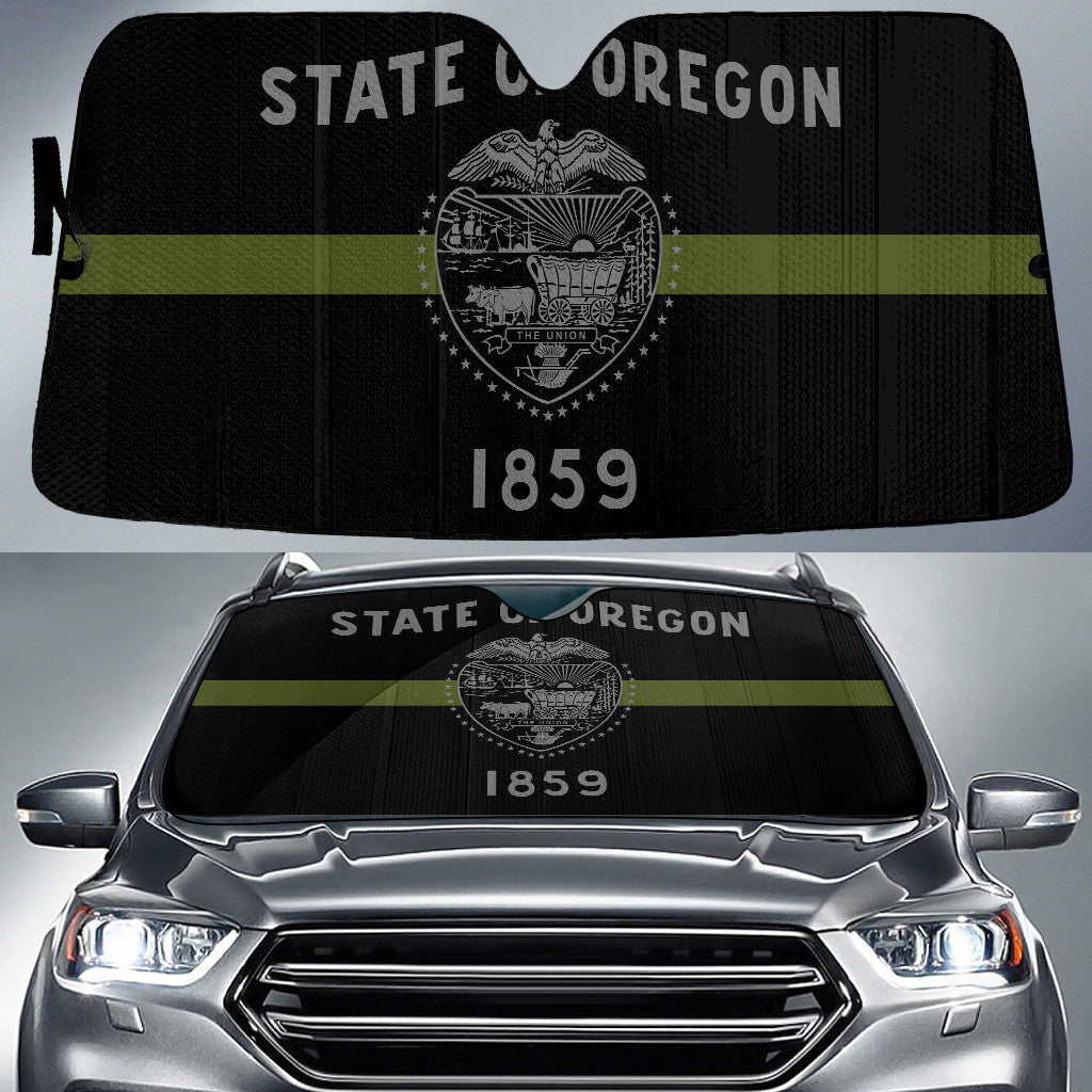 State Of Oregon Flag Thin Green Line Printed Car Sun Shades Cover Auto Windshield Coolspod