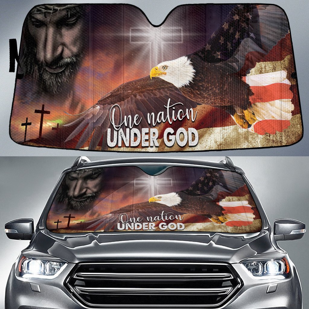One Nation Under God Eagle Independence Day Usa Printed Car Sun Shades Cover Auto Windshield Coolspod