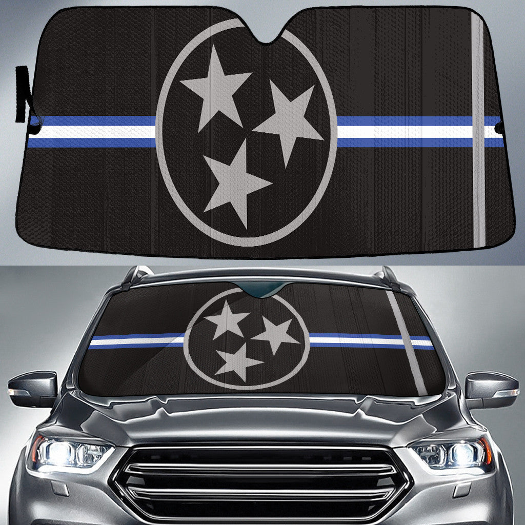 Tennessee State Subdued Flag Black And Blue Fire Printed Car Sun Shades Cover Auto Windshield Coolspod