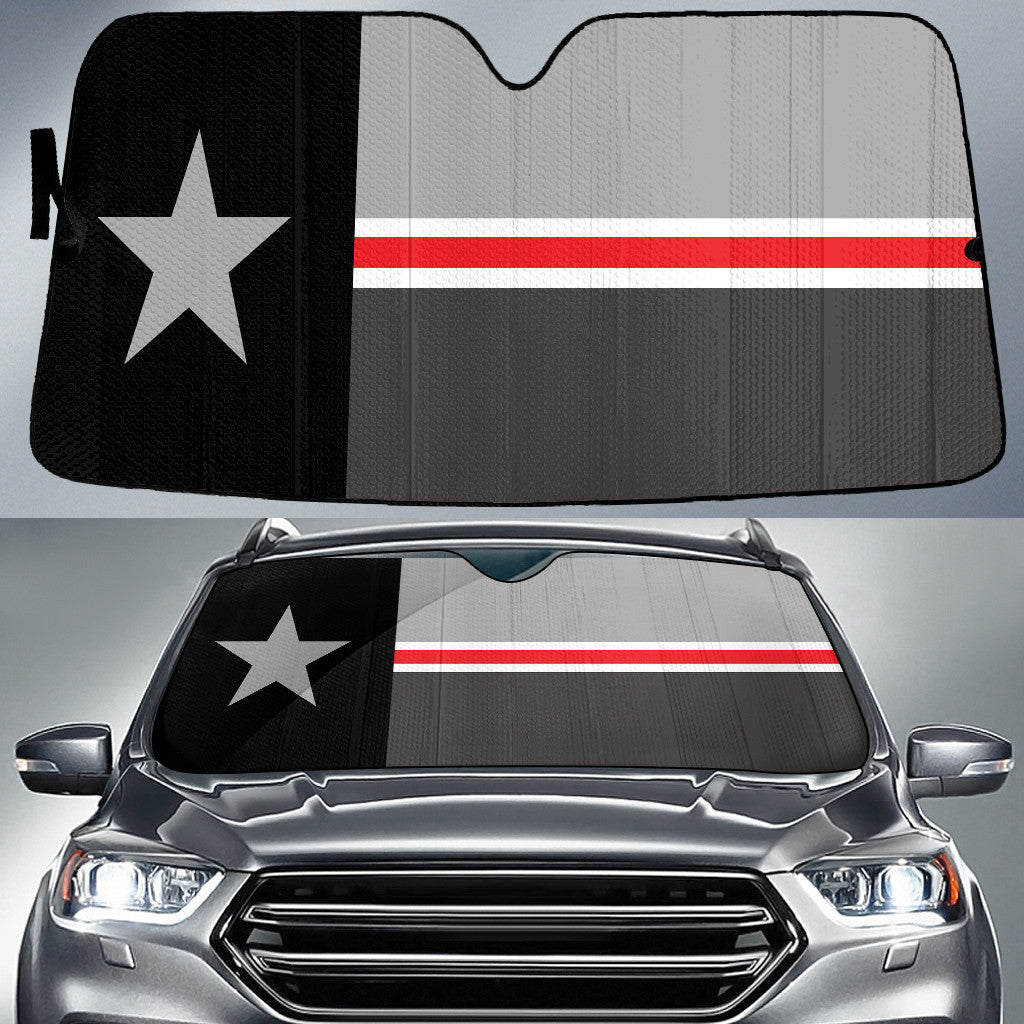 Texas State Flag Thin Red Fire Line Printed Car Sun Shades Cover Auto Windshield Coolspod