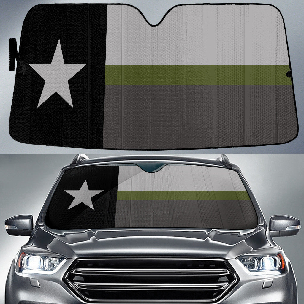 Texas State Flag Thin Green Line Printed Car Sun Shades Cover Auto Windshield Coolspod