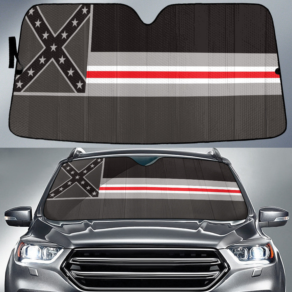 Mississippi Flag Thin Red Fire Line Printed Car Sun Shades Cover Auto Windshield Coolspod
