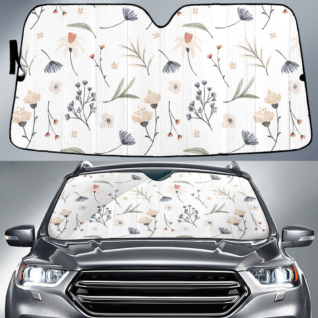 Hand Painted Watercolor Pressed Flowers Pattern Printed Car Sun Shades Cover Auto Windshield Coolspod