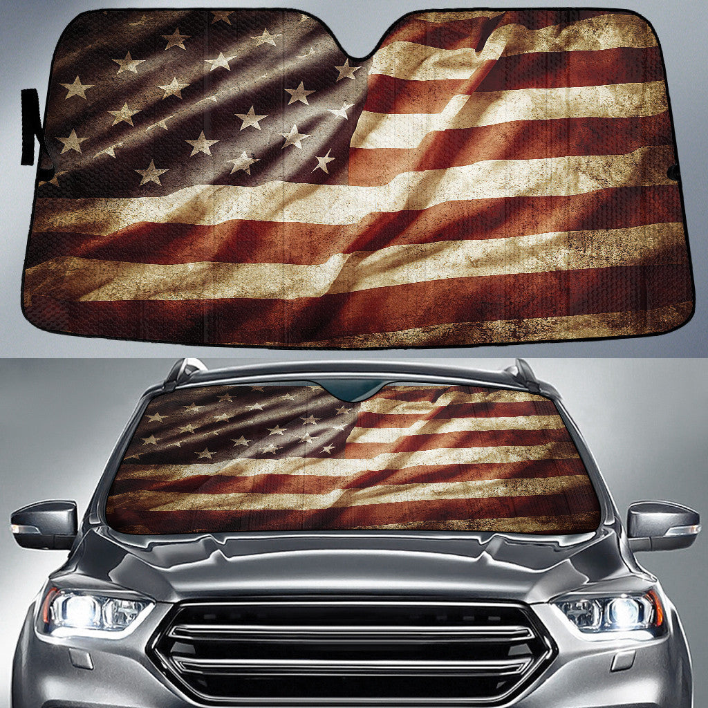 Anley Vintage Style Tea Stained American Flag Printed Car Sun Shade Cover Auto Windshield Coolspod